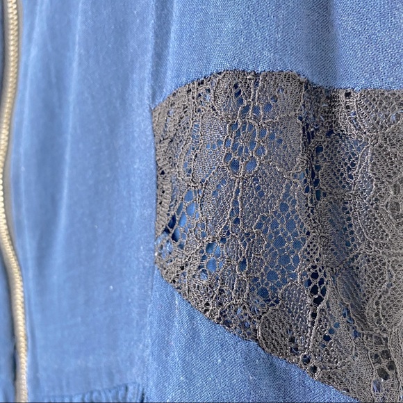 ANTHROPOLOGIE Blue dress with black lace Sz Small - Picture 7 of 9